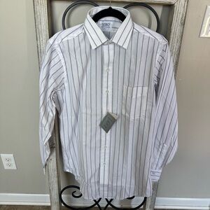 Sero Shirtmakers Vintage NWT Superfine Poplin White Striped Shirt Sz 15.5 34 USA